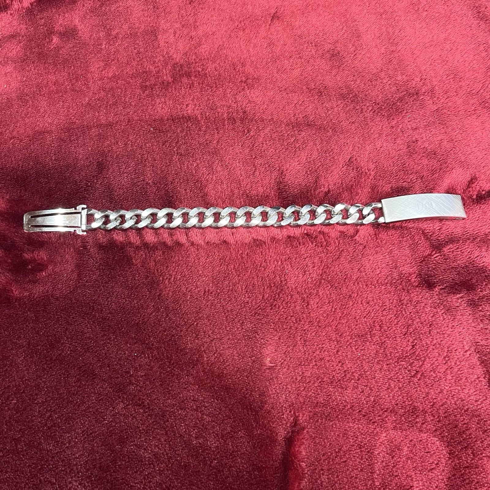 Vintage Speidel Link ID Bracelet Rhodium Electroplated USA Engraved Tom 8-27-68