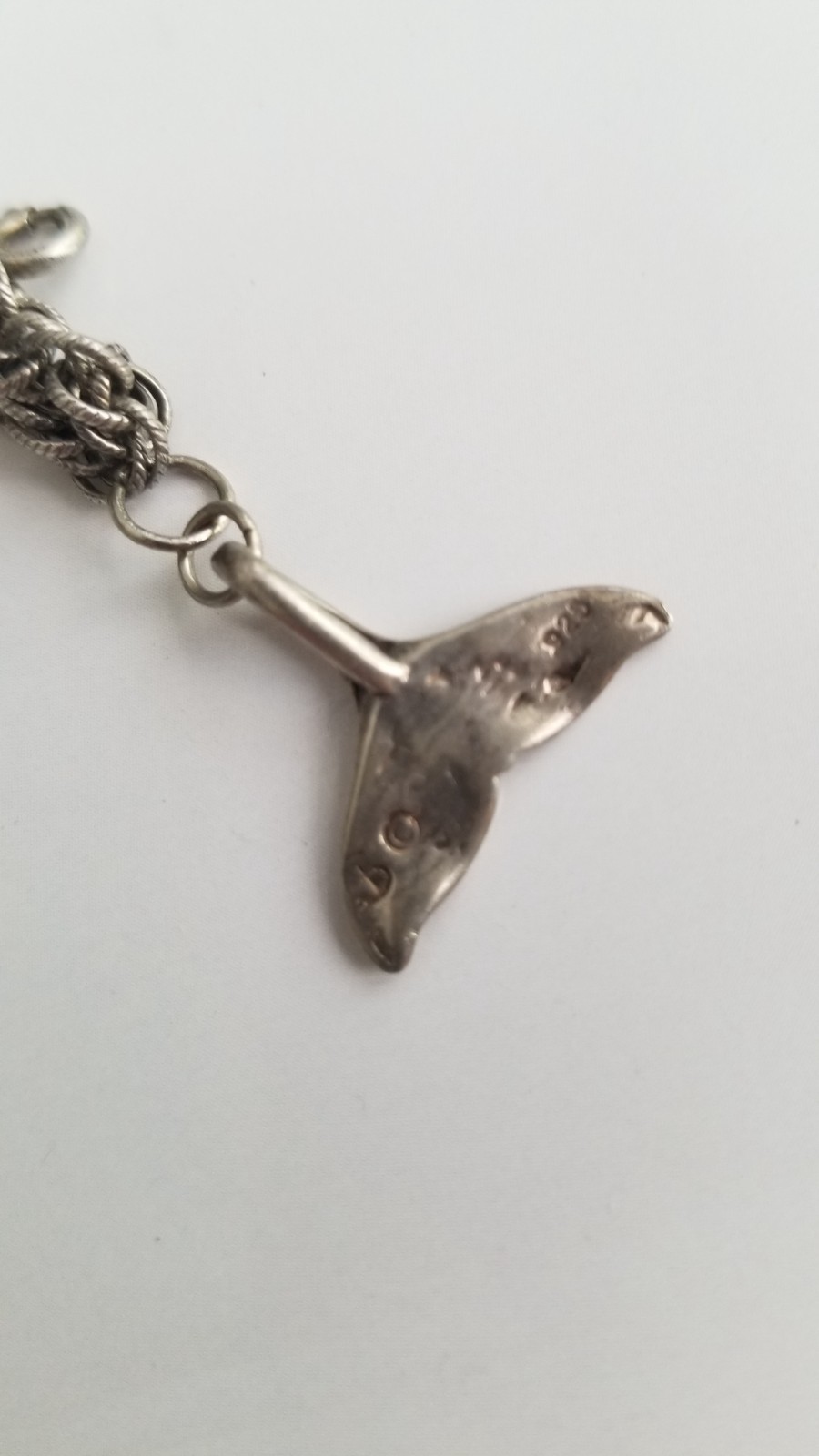 .75″ Vintage Sterling 925 SILVER Whale Tail no Bracelet CHARM Pendant