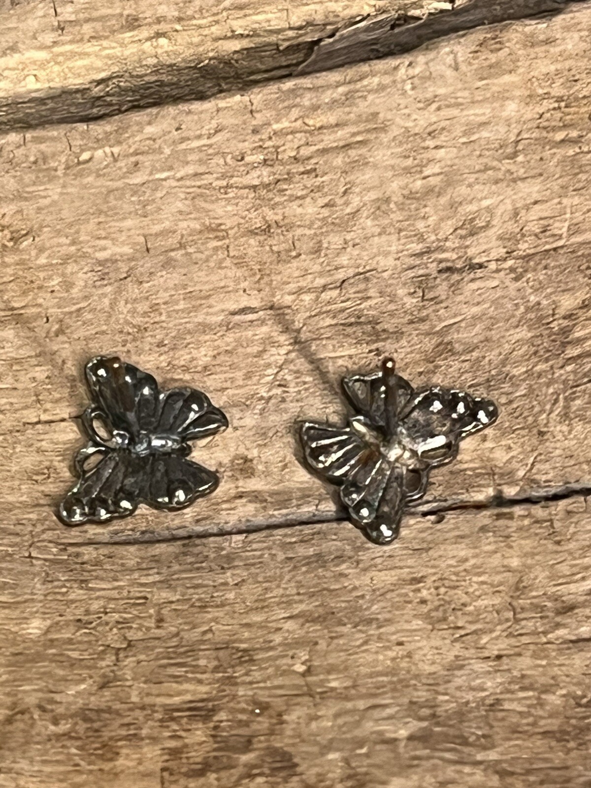 Cute ,Vintage Silver Tone Molded Butterfly Earrings -Adults, Teens, Kids-Fashion