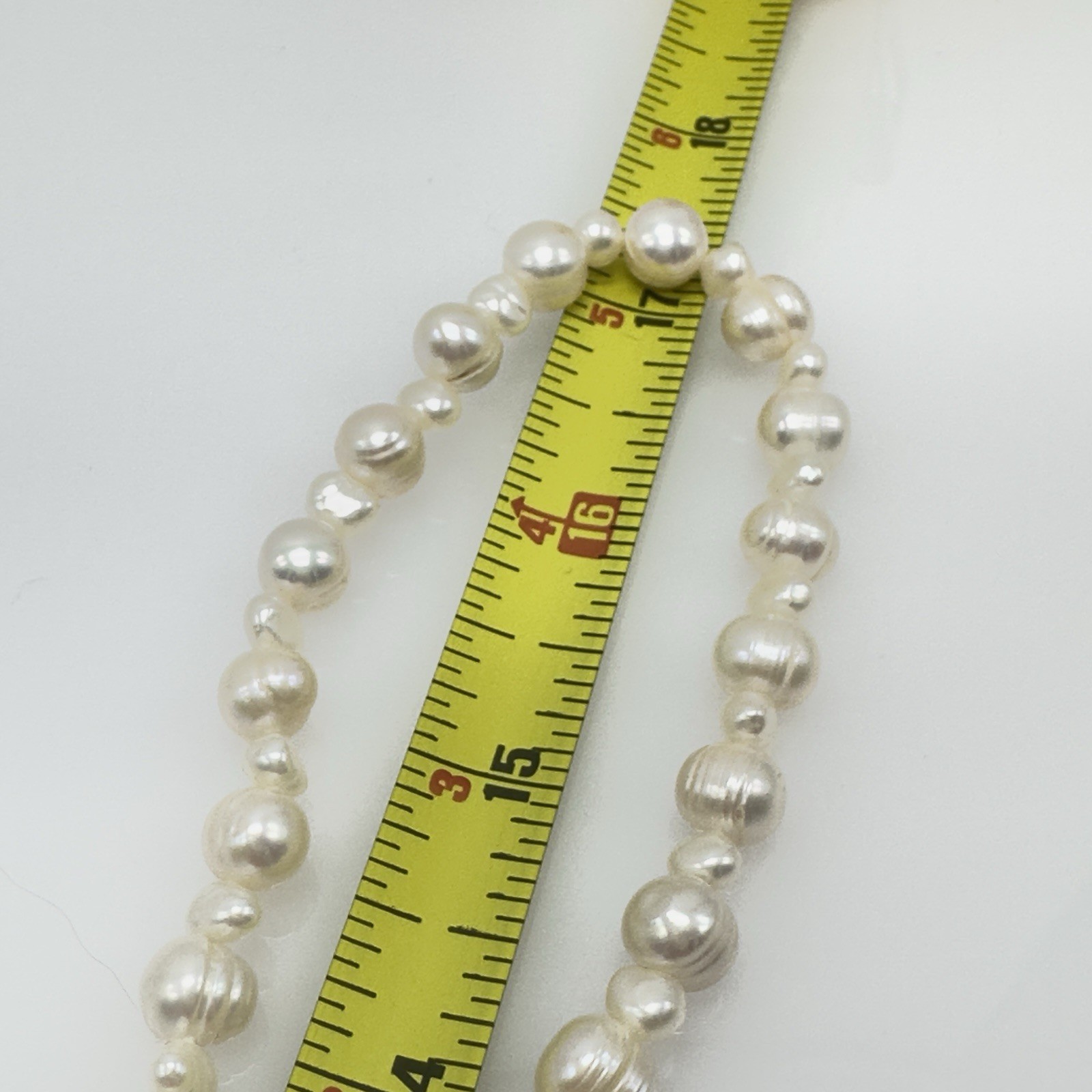 Baroque Pearl Necklace Continuous Strand 34″ Cream Off White 5mm – 8mm