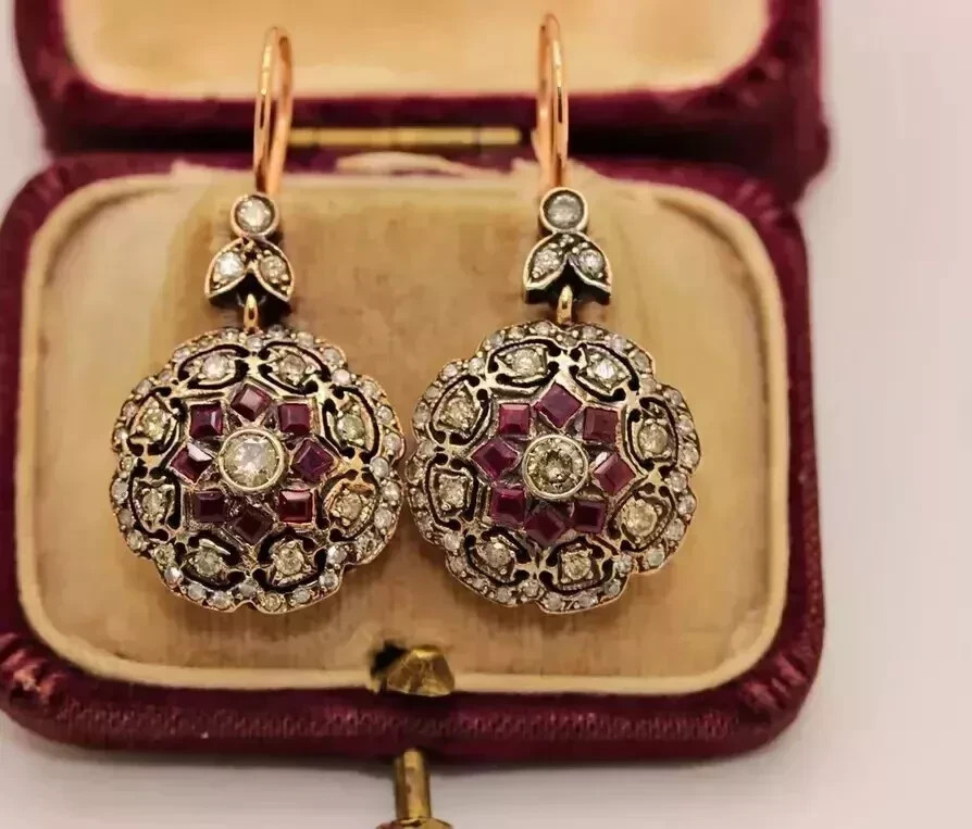2Ct Art Deco Style Lab Created Diamond Engagement 14K Rose Gold Finish Earrings