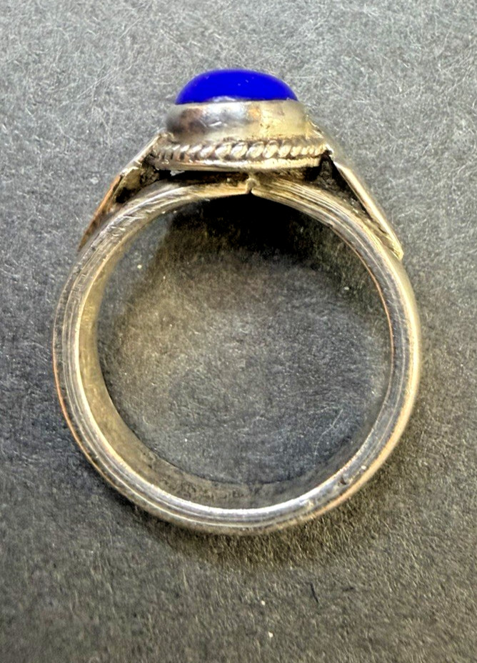 Vintage Blue Lapis Lazuli 925 Sterling Silver Ring Size 5.5
