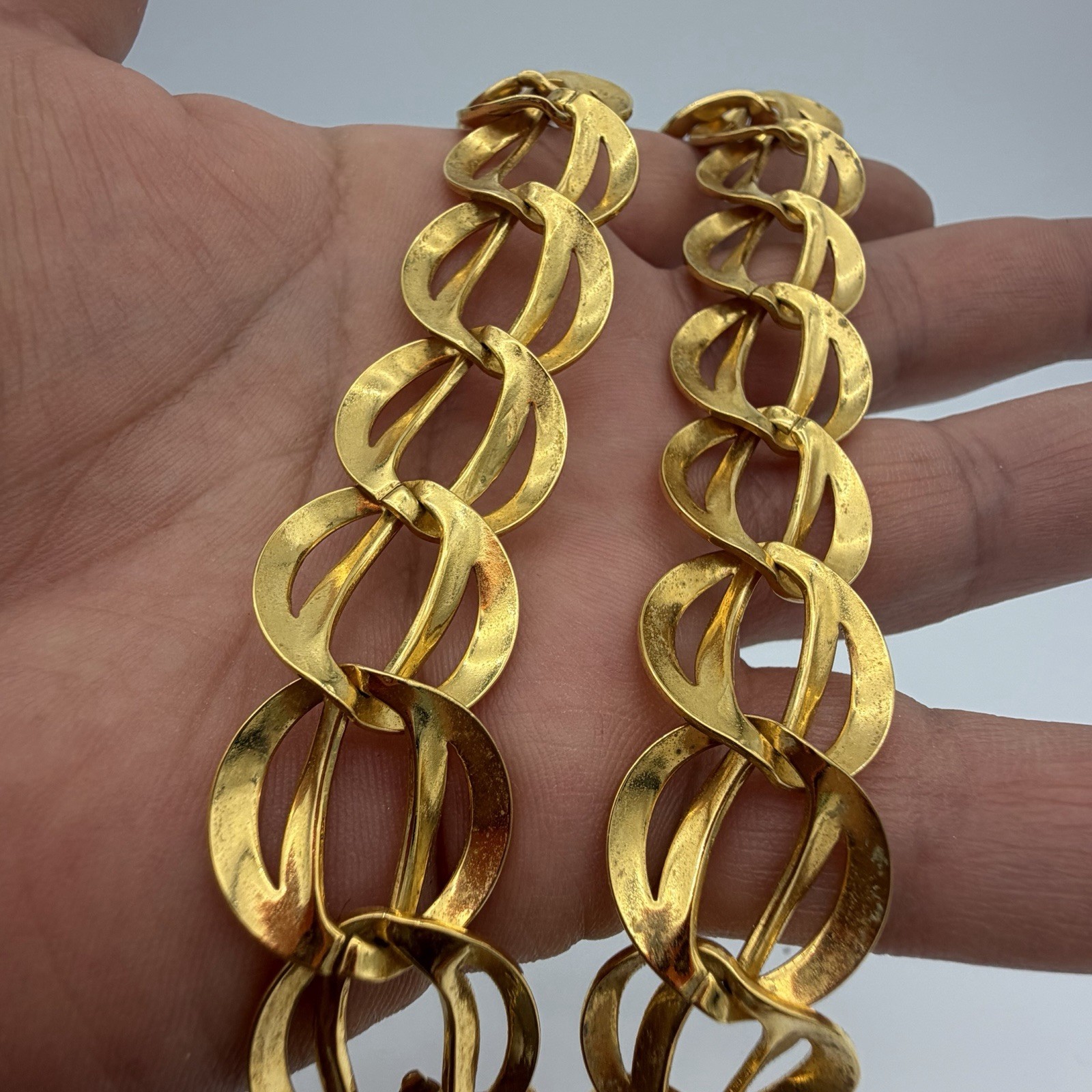 Vintage Napier Gold Tone Choker Link Chain Necklace Pat Number Mint