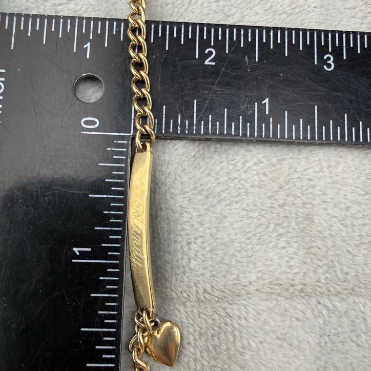 Vintage Speidel ID Bracelet Gold Tone Heart “Mandy” 7”