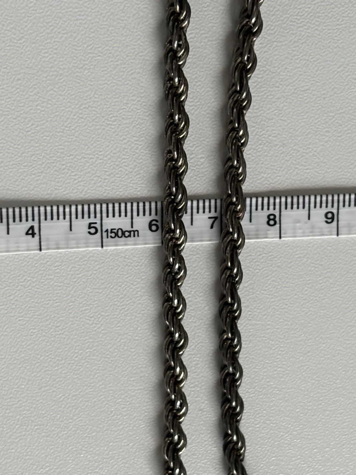 Vintage Sterling Silver 925 Twisted Rope Chain 30” Necklace 37.40g Italy 4mm TFT