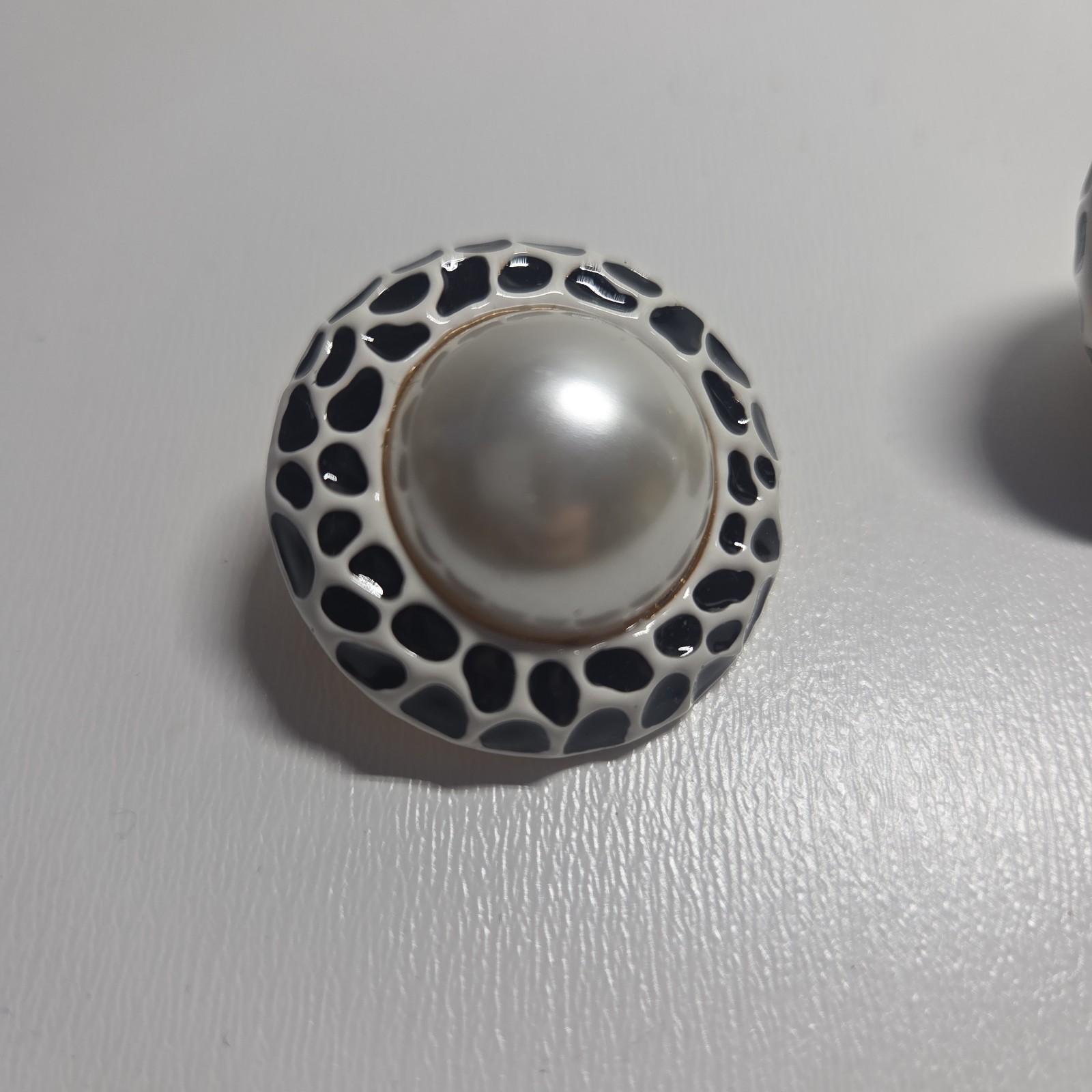 Kenneth Jay Lane Cultura Pearl Center Button Clip Earings
