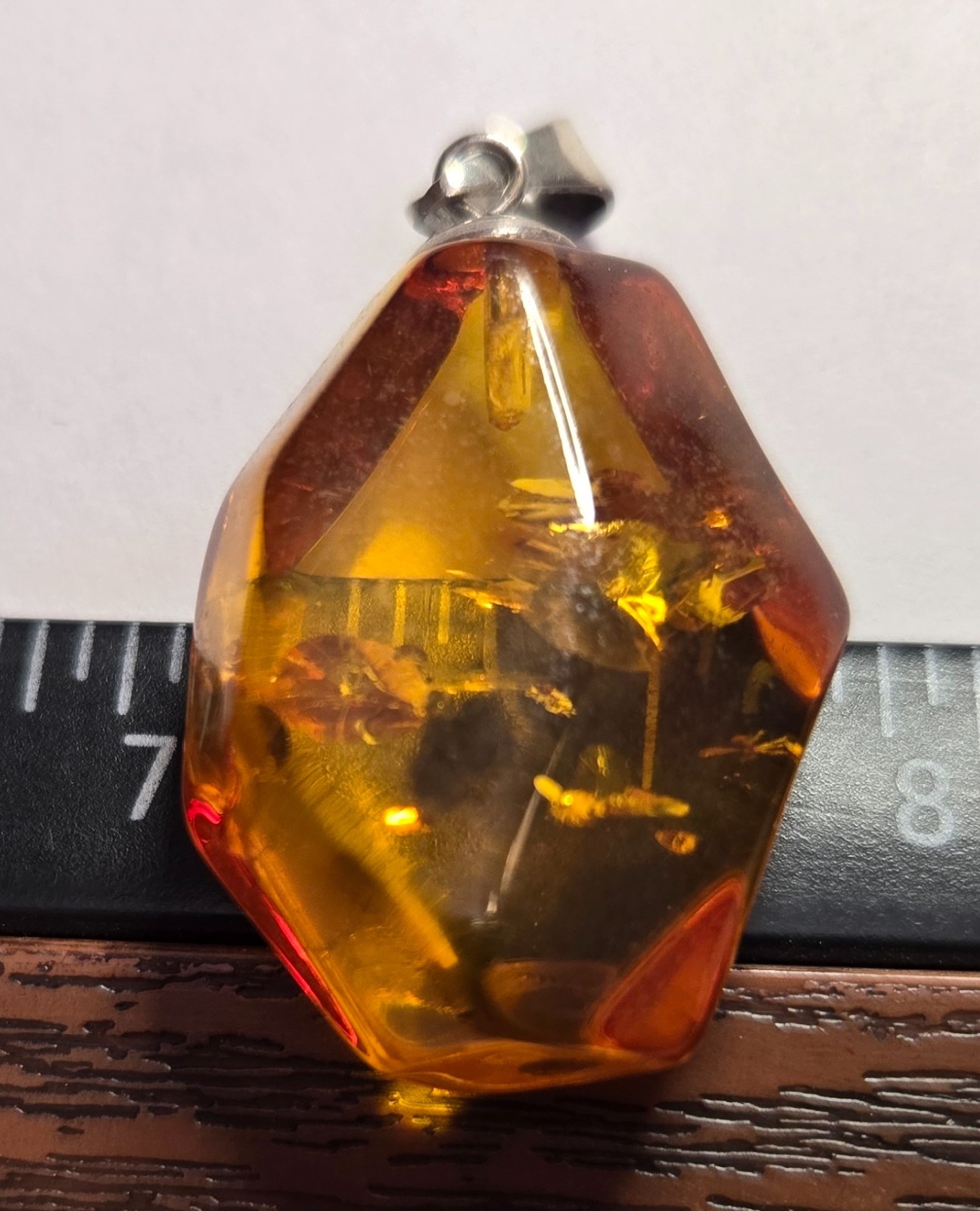 Vintage Brown Natural Amber Pendant from Latvia, Sterling Silver