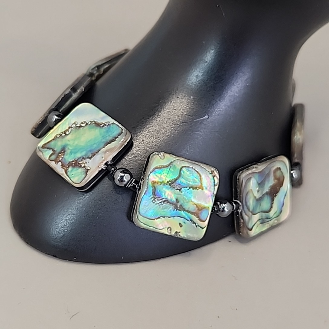 Abalone Bracelet Square Beaded 7.25″