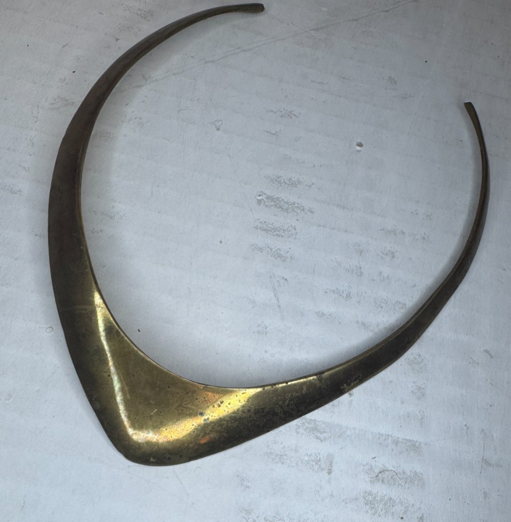 Vintage Brass Collar Necklace Small 6″ 1970s 1980s VTG Statement Piece Choker