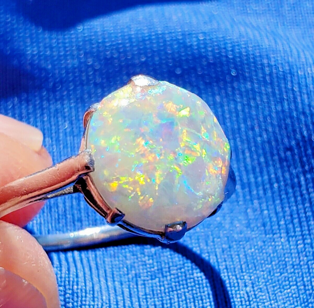 Original EARTH MINED OPAL Australian Engagement Ring Art Deco PLATINUM Solitaire