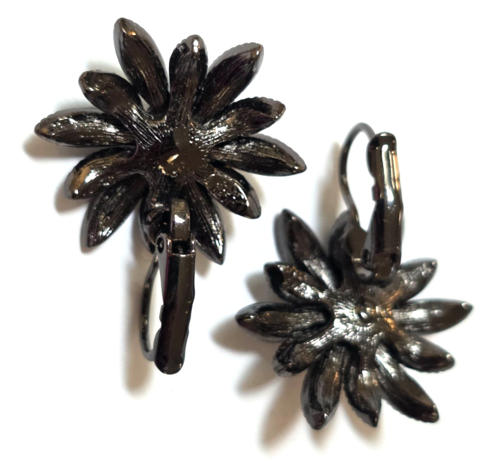 4 piece Joan Rivers Swarovski Crystals & Enamel Blue Flowers Brooch earrings pin