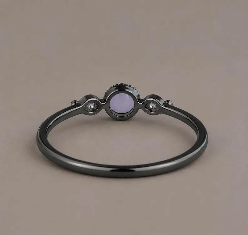 Natural Star Sapphire Ring 925 Sterling Silver Minimalist Dainty Ring
