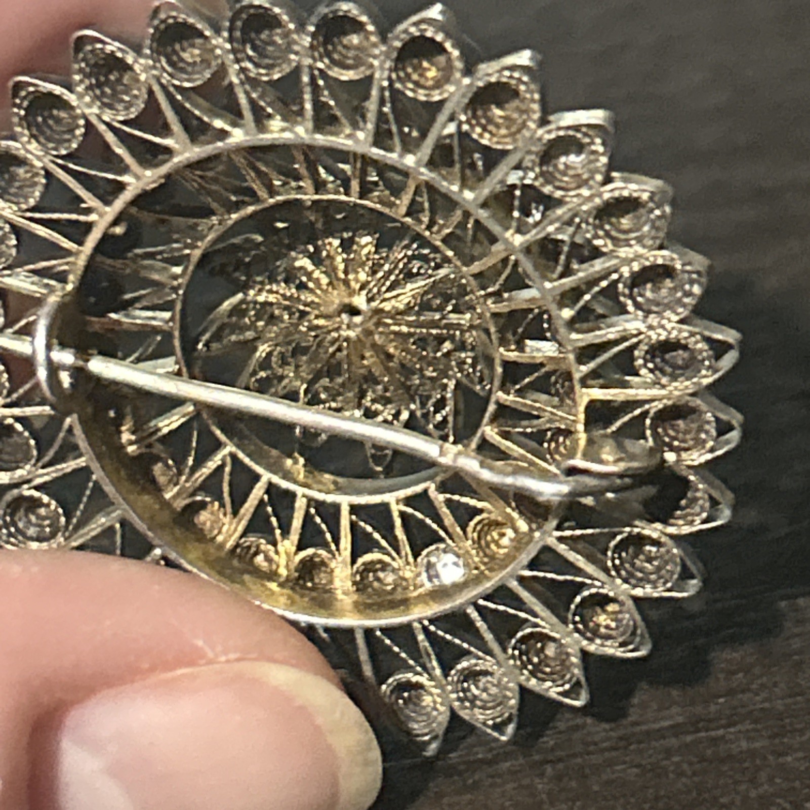 7 OLD ANTIQUE VICTORIAN MIXED METALS RHINESTONE FILIGREE PINS BROOCH