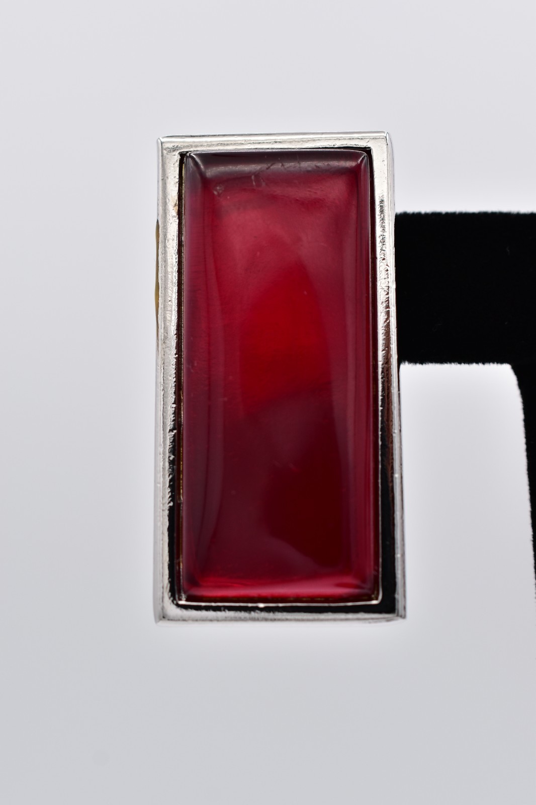 YSL Yves Saint Laurent Red Resin Silver Tone Pierced Earrings Vintage Flaw BinBF