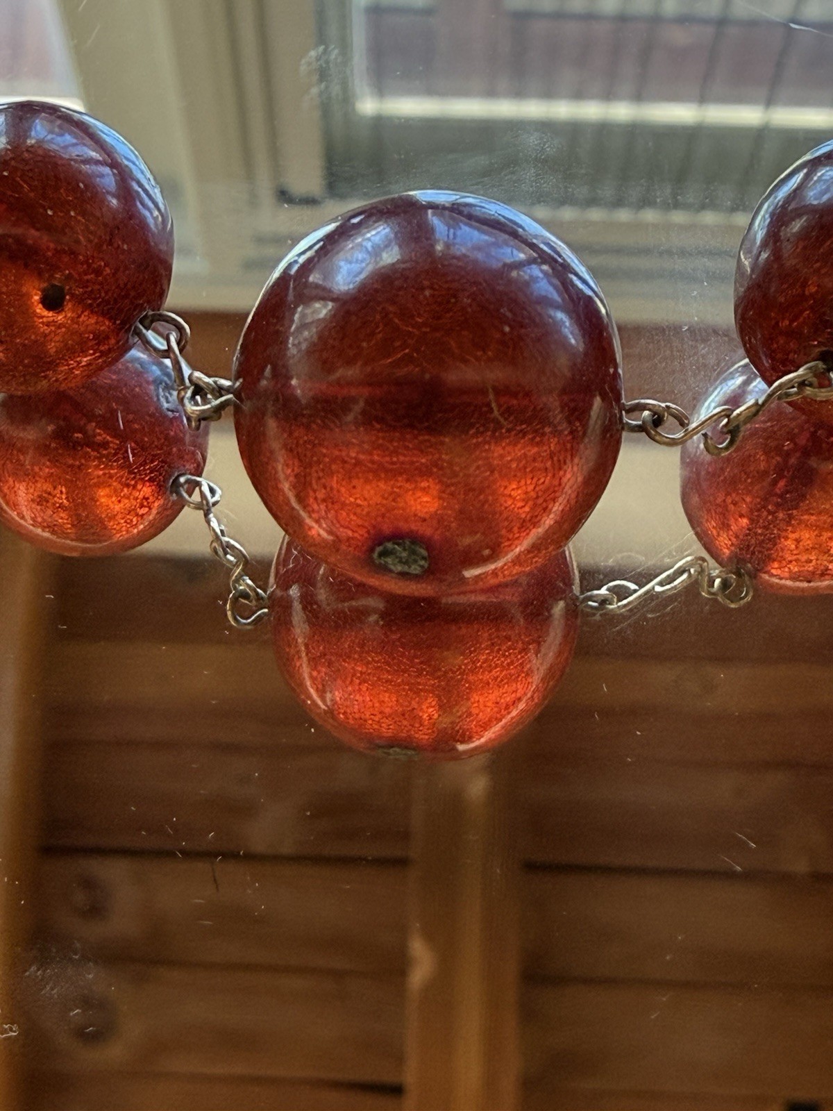 Vintage Catalin Cherry Amber Graduated Bead Necklace 27” 44g Original Hook Clasp
