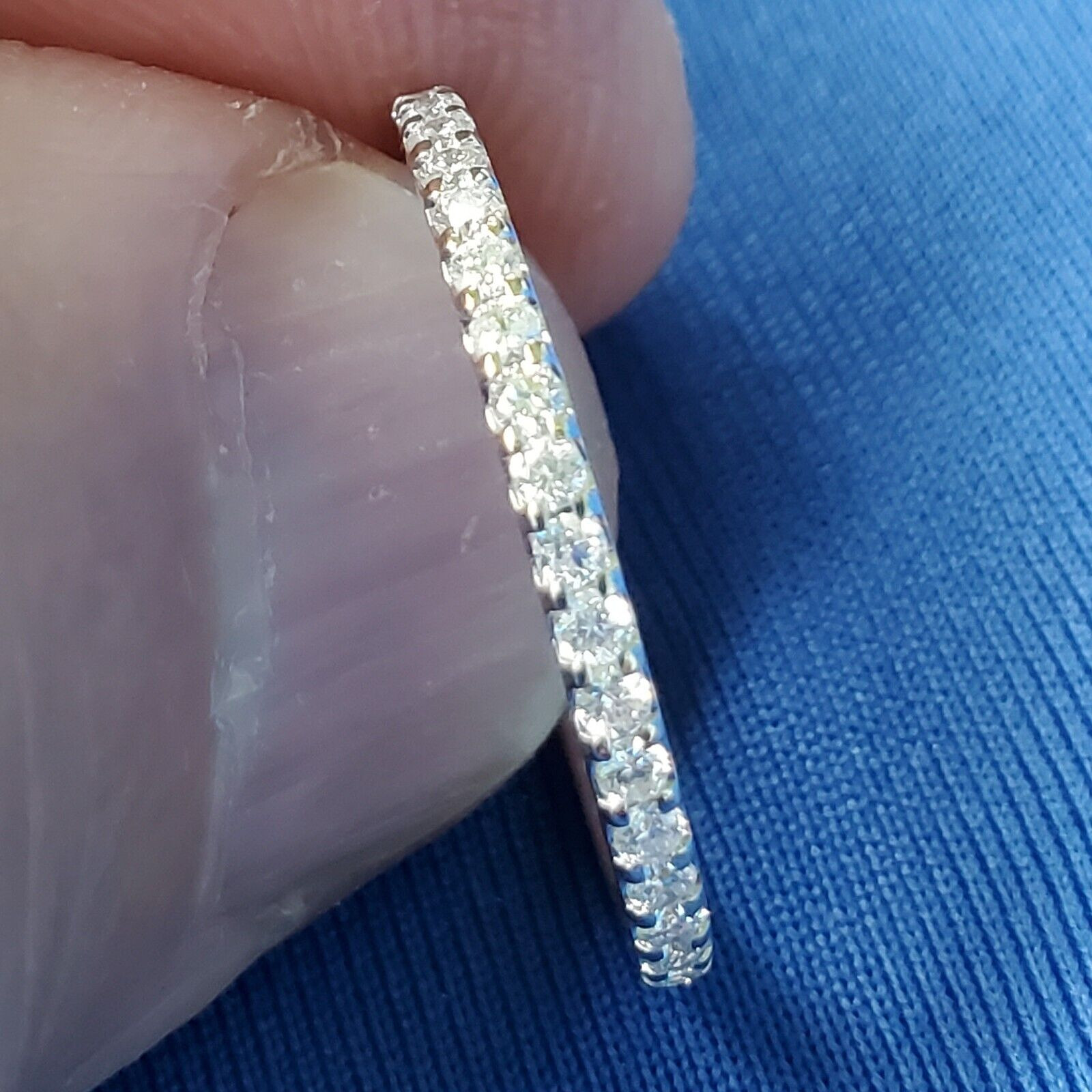 EARTH MINED DIAMOND Deco Style Wedding BAND 14K GOLD Stacking Anniversary RING