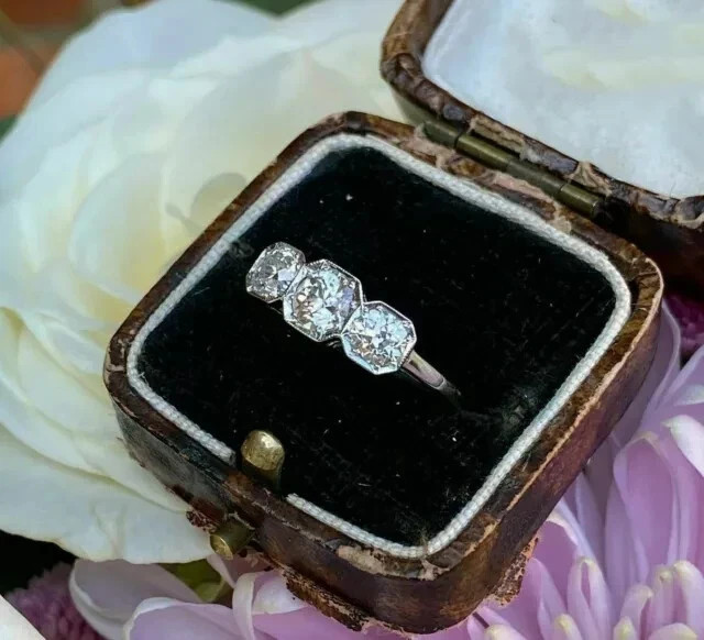2.25Ct Art Deco Vintage Style Lab created Diamond Wedding 14K White Gold FN Ring