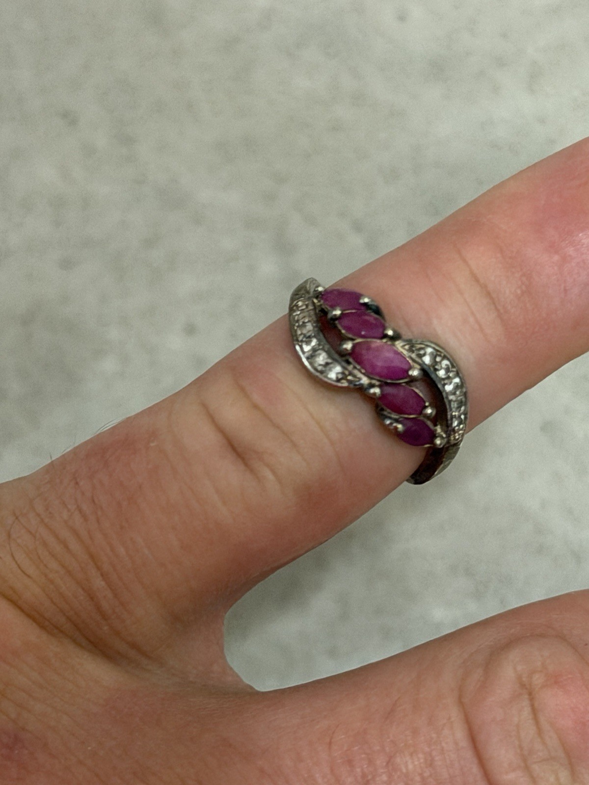 Vintage 925 Sterling Silver Ruby Ring Size 6.75