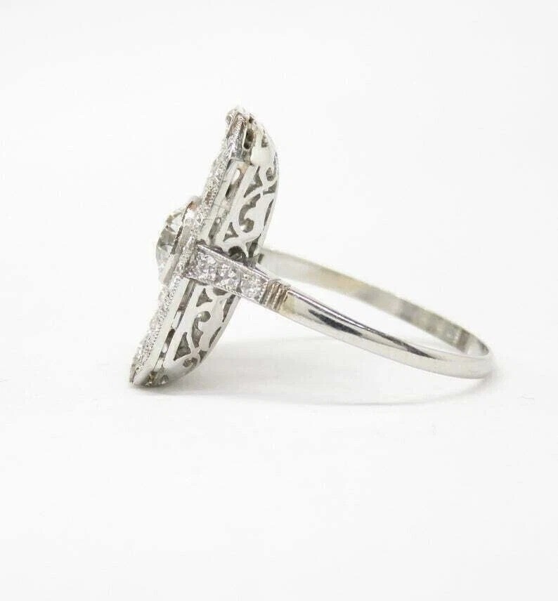 3Ct Vintage Art Deco Style Lab Created Diamond Engagement 14K White Gold FN Ring
