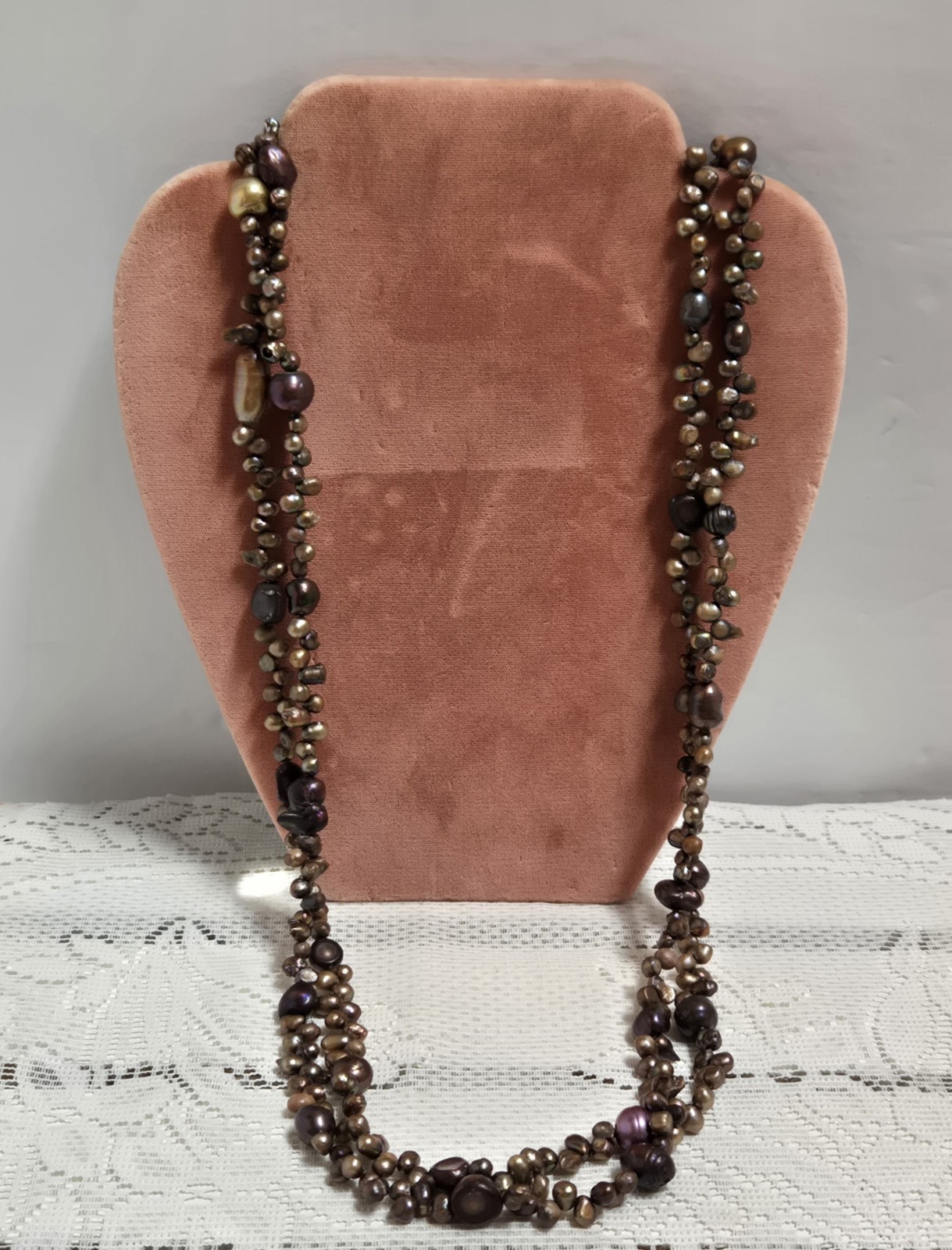 Multi Color Freshwater Pearl Extra Long Cluster Necklace