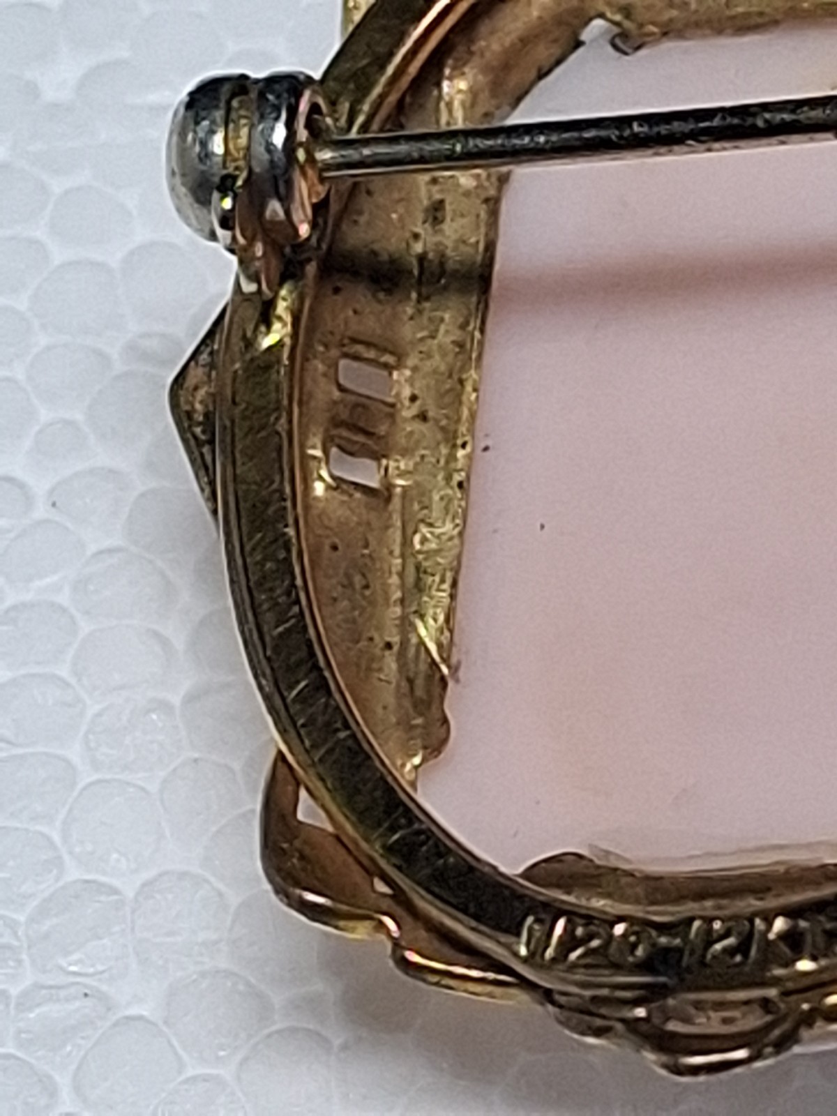 Antique Shell Cameo Brooch Pale Pink 1/20 12kt Gf Damage To Cameo Noted In Photo