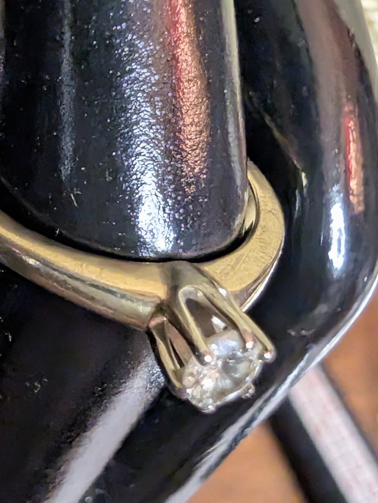 14K Yellow Gold Ring w White Gold Head Diamond Solitaire Sz 6