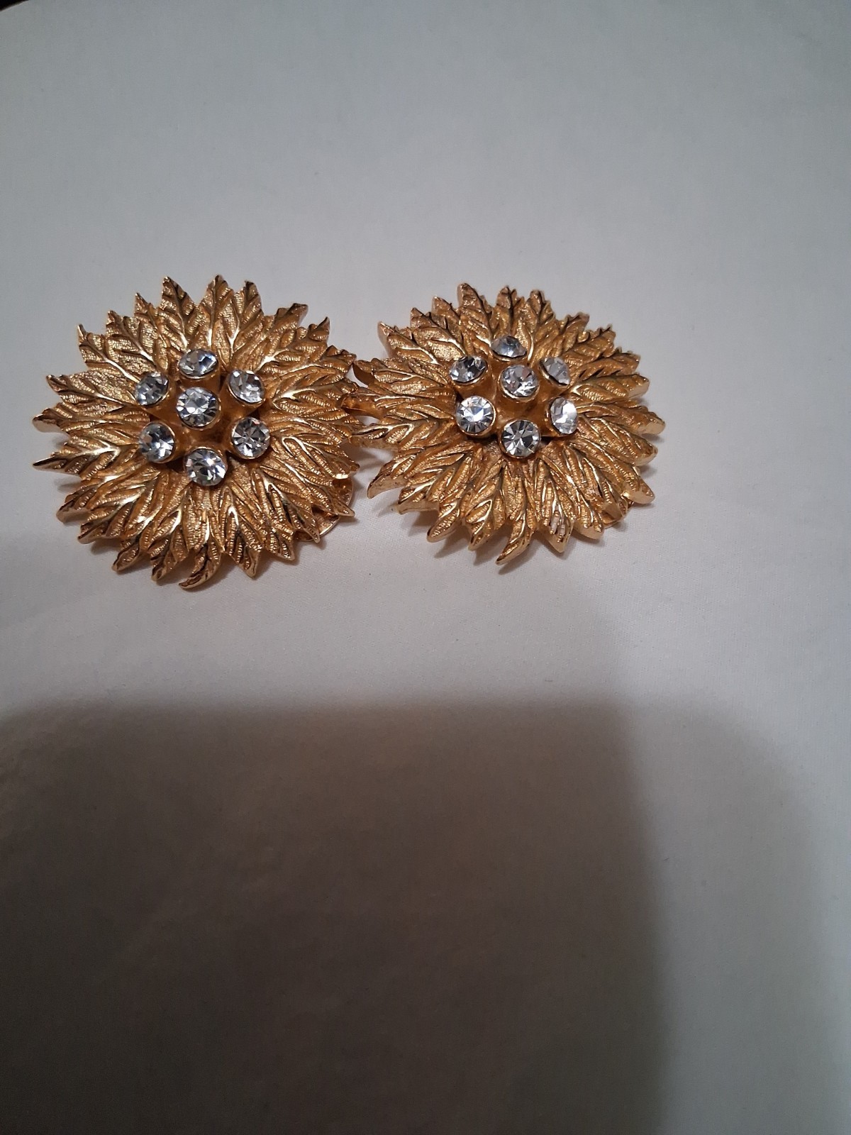 Christian Dior Vintage Signed Earrings Rhinestones and gold plate never worn .