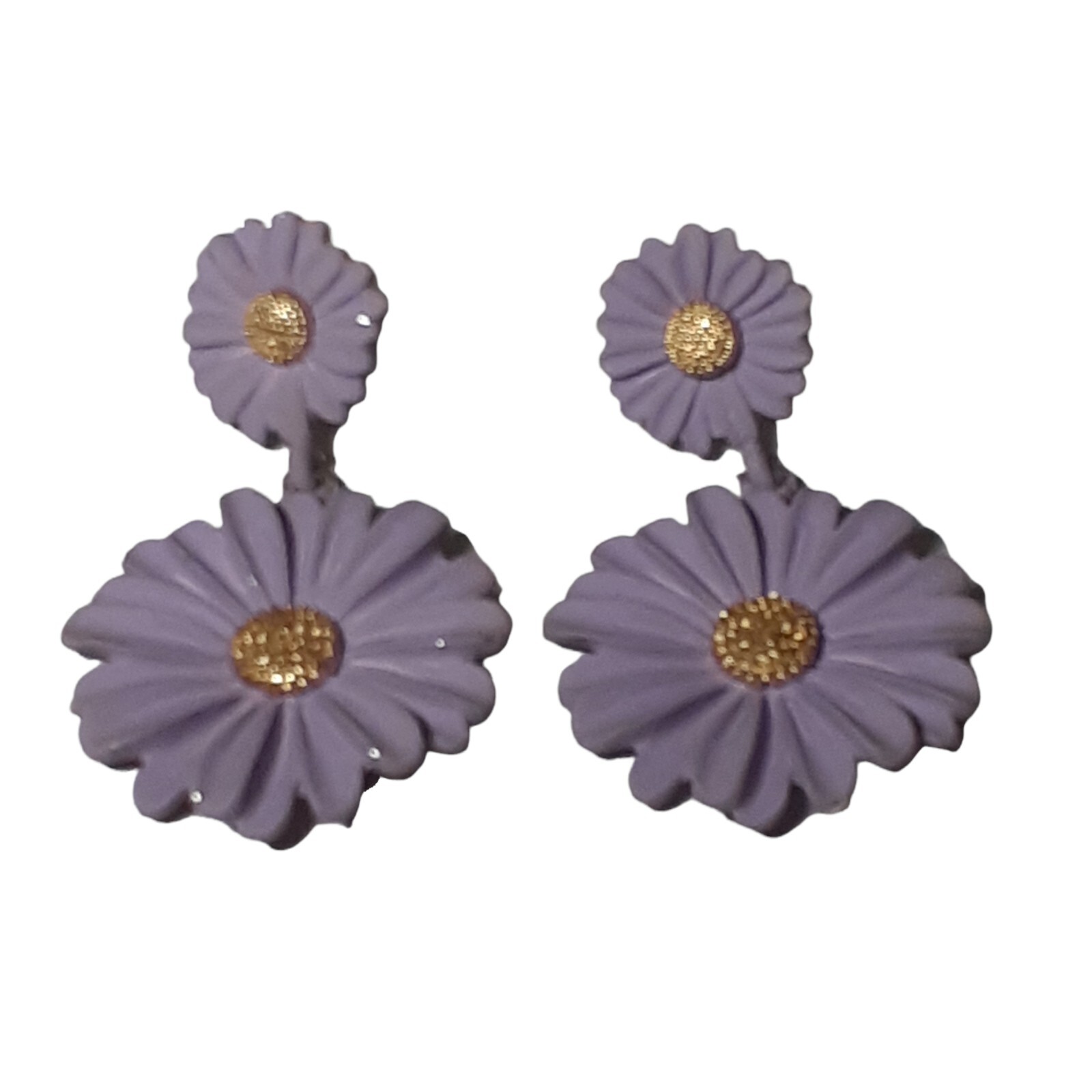 Pierced Earrings Lavender Daisy Dangle Drop Spring Summer Flowers