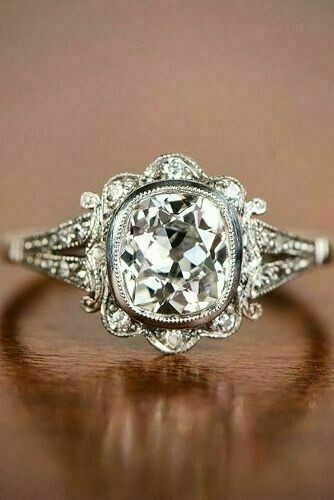 Art Deco Style Lab Created Diamond Engagement Wedding 14K White Gold Finish Ring
