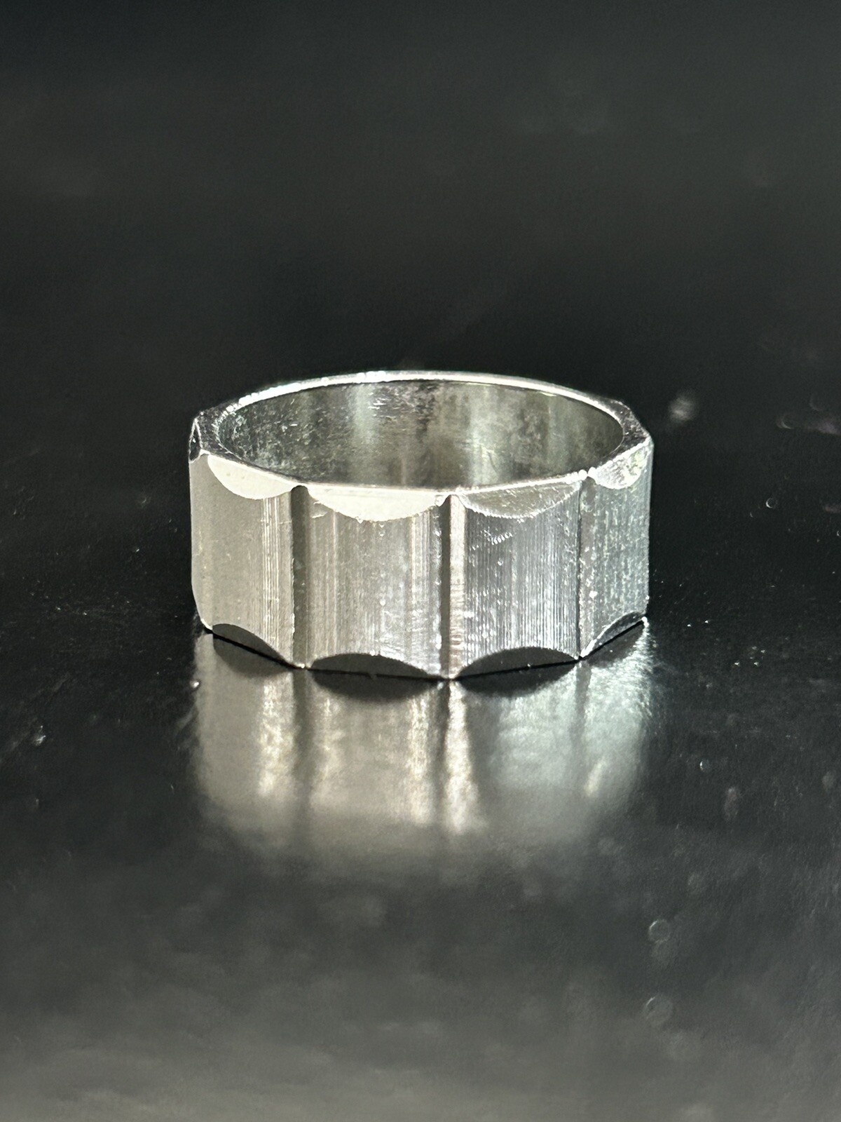 Ring Sterling Size 7 Sliver Square Block Band Rectangle Cut Carve Vintage