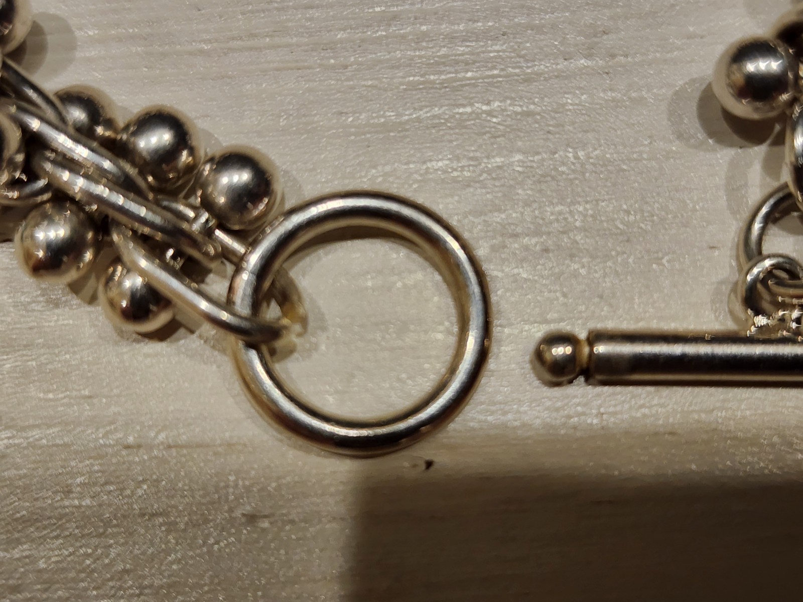 Vintage Heavy Silver Tone Ball Bead Cha Cha Toggle Bracelet 49g Statement 7.5″