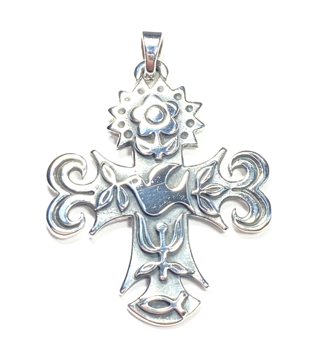 Vintage Unisex Sterling Silver James Avery La Primavera Cross With Dove 1.06″