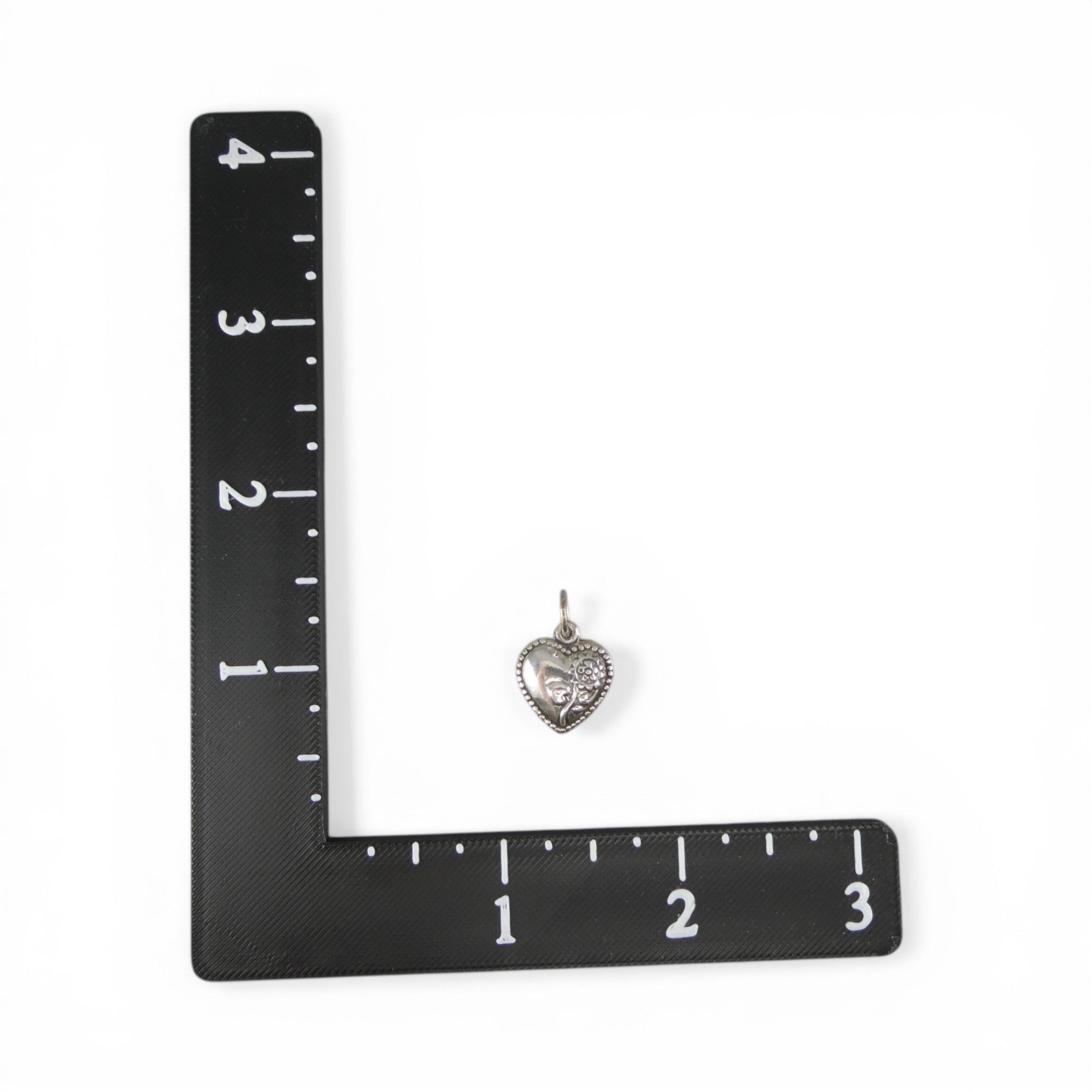 Sterling Silver Sunflower Puffy Heart Charm for Bracelet Beaded Vintage New 23