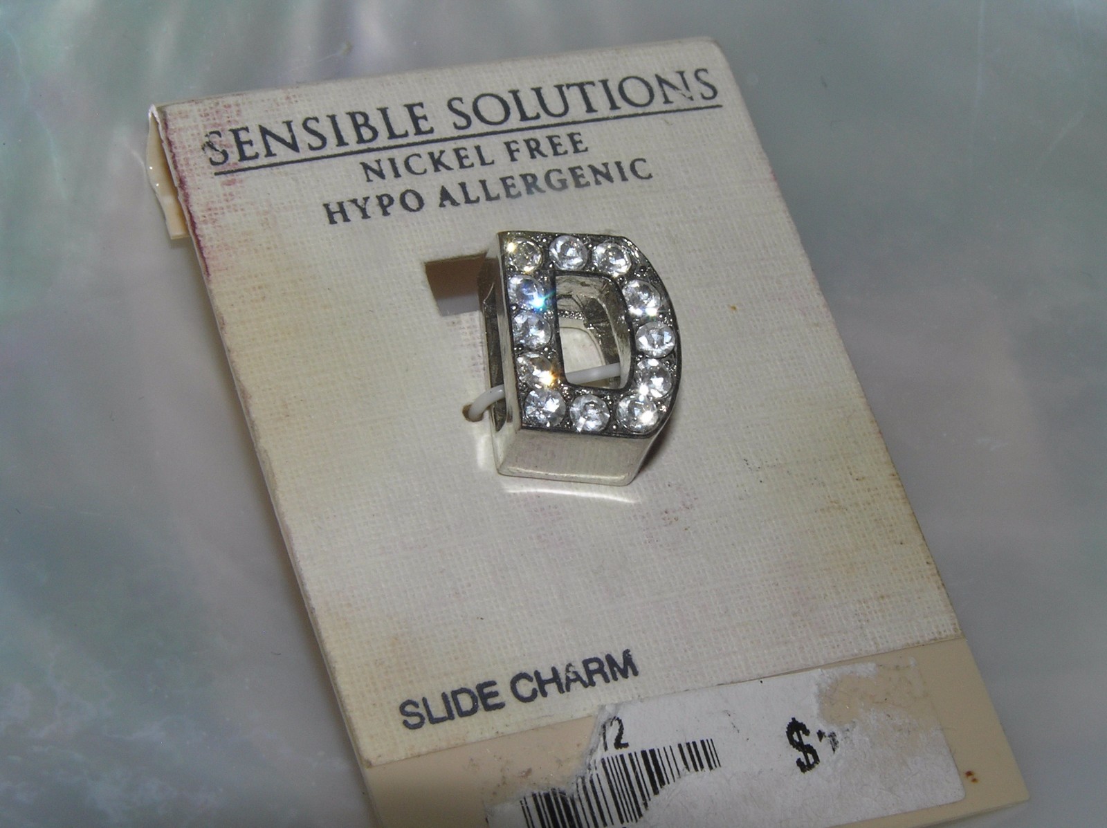 Estate Sensible Solutions Nickel Free Rhinestone Encrusted Thick Silvertone Init