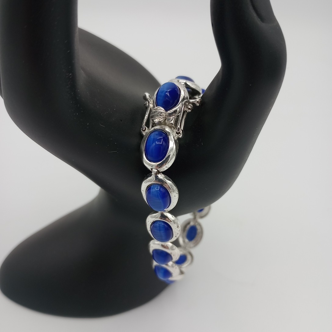 FAS DESIGNER Sterling Silver Blue Lapis Stone Bracelet Vintage Fashion Jewelry