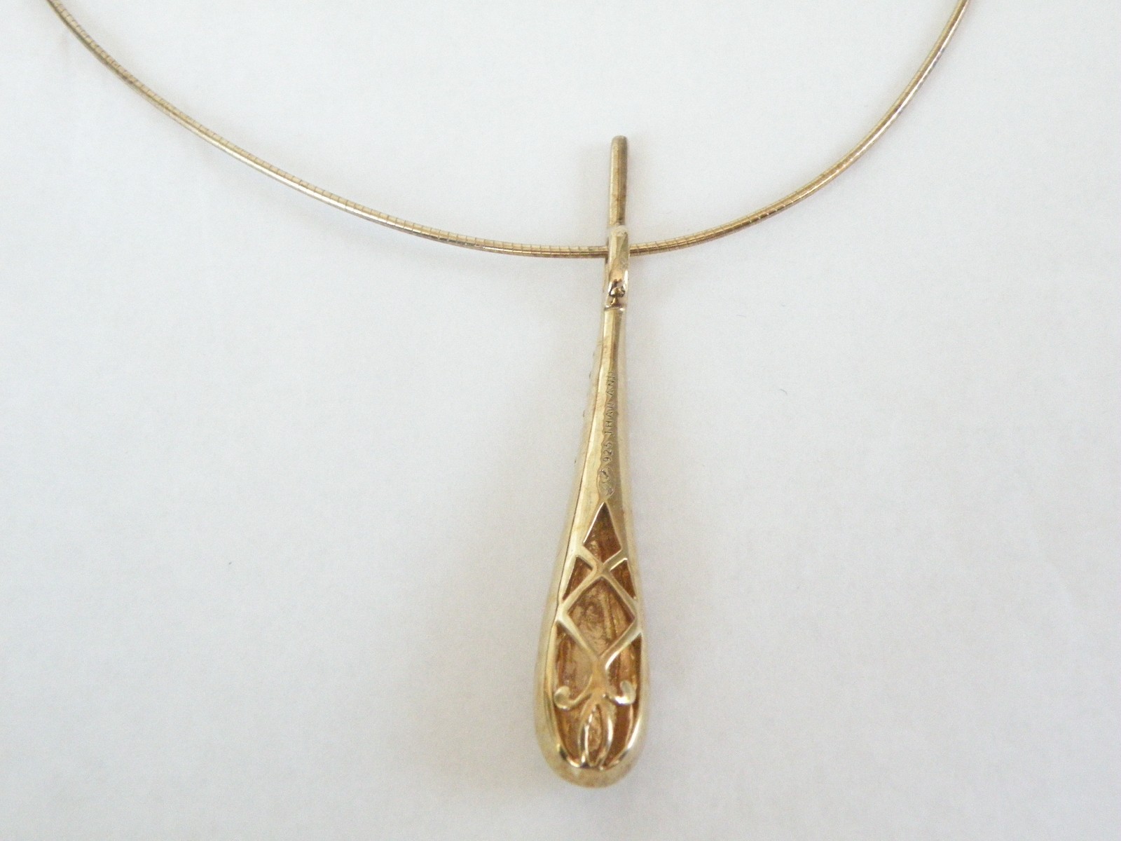 Dallas Prince Gold on Sterling Silver Modernist Marcasite Pendant Necklace