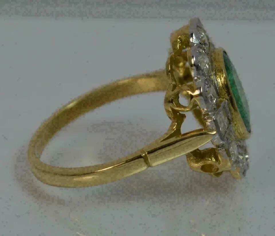 3.25Ct Art Deco Style Lab Created Emerald Wedding Anniversary 925 Silver Ring