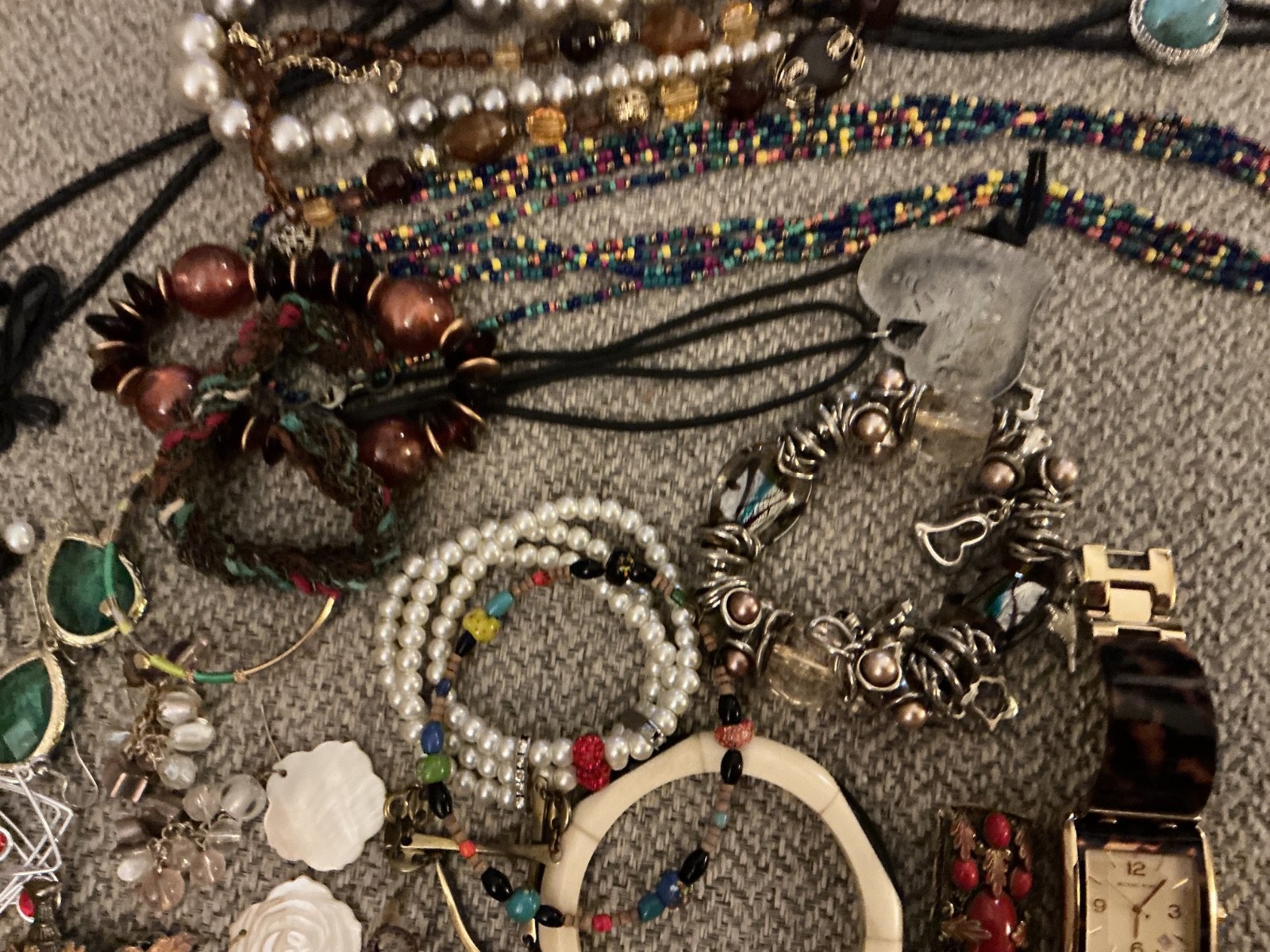 Lot Of Vintage/Modern Costume Jewelry-Two Watches-A Few Pcs of Sterling-Brooch