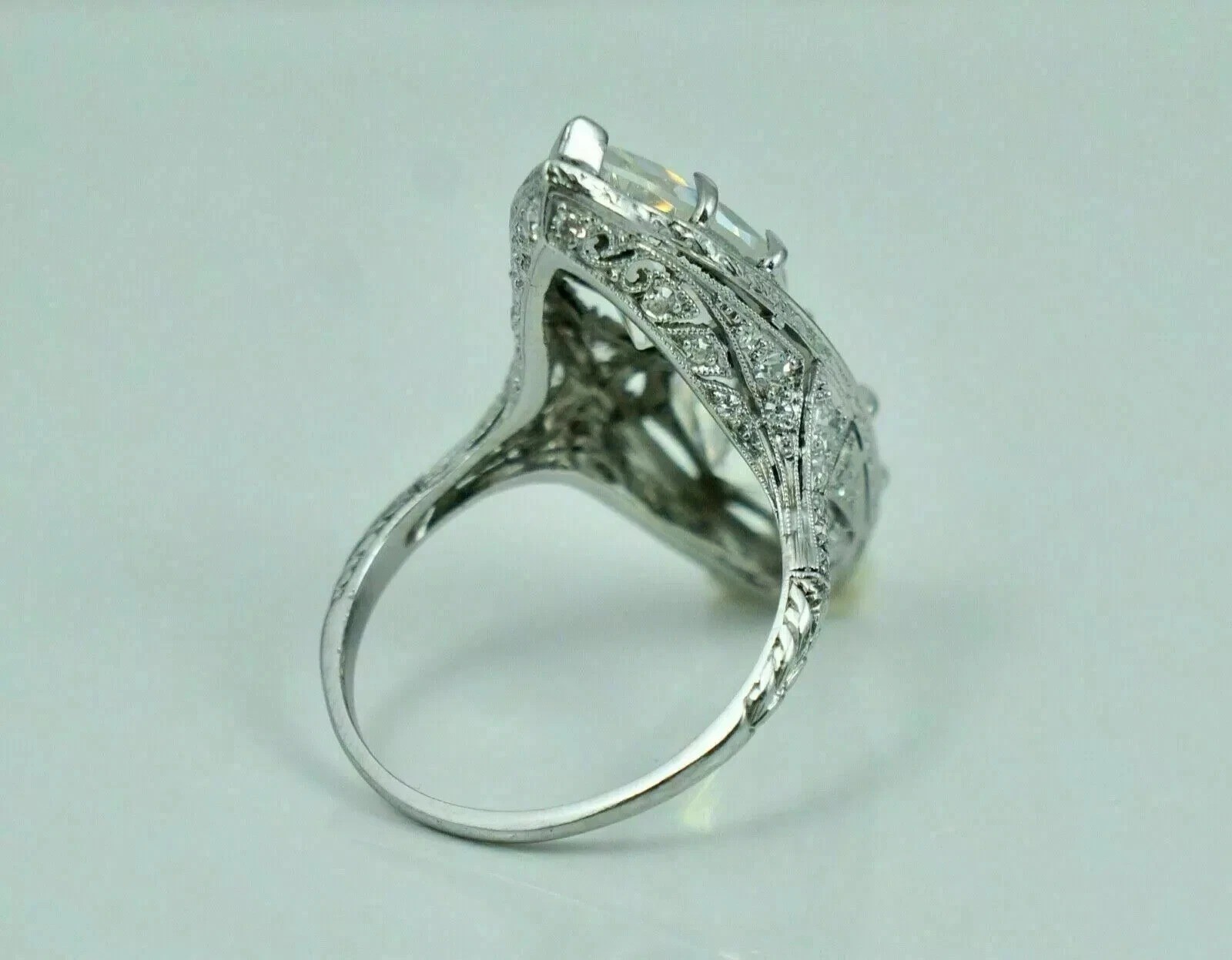 3.5Ct Vintage Art Deco Style Lab Created Diamond Wedding 14K White Gold FN Ring