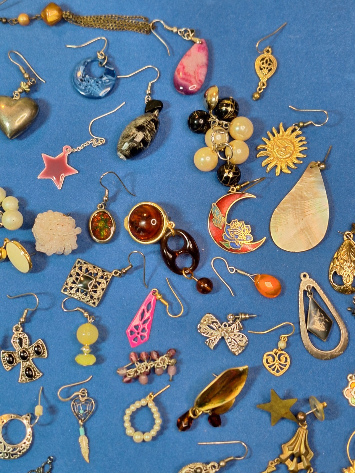 129 pc Single Pierced Earring Lot Rhinestones Dangles Animals Crafts Over 1-lb