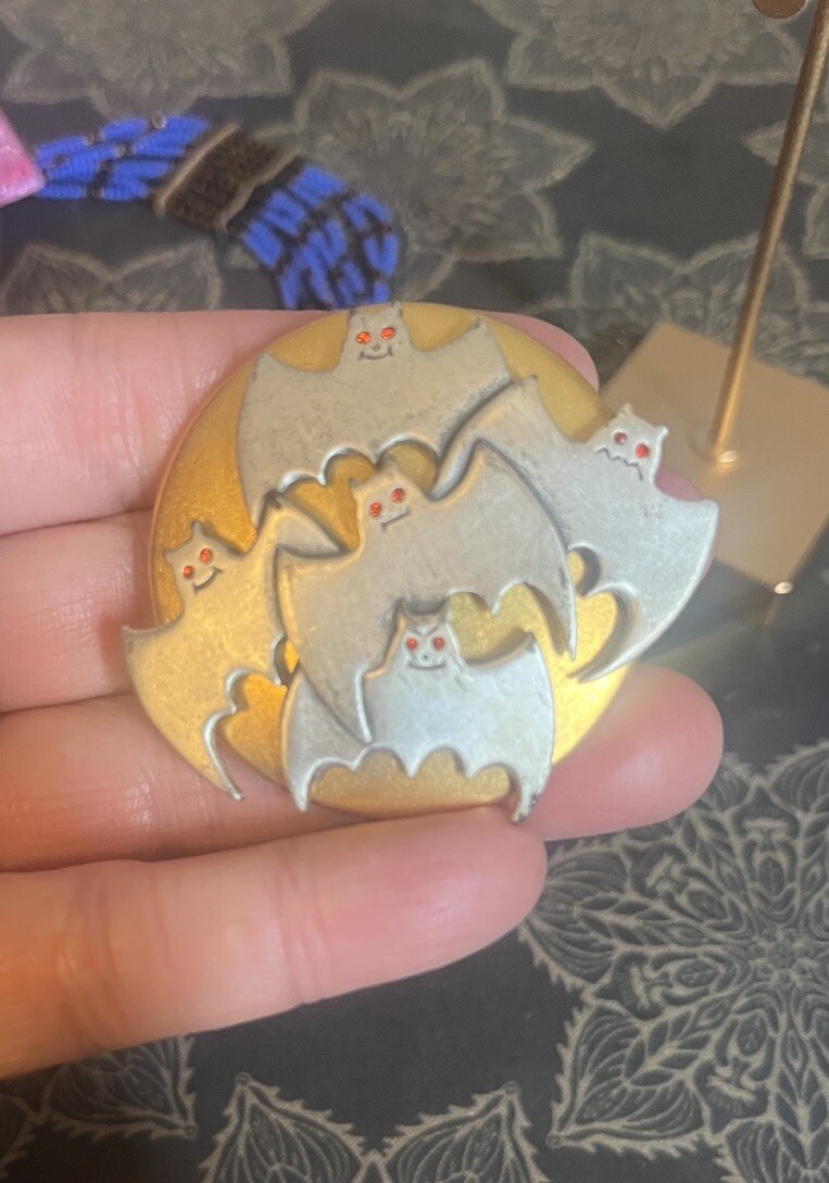 Halloween Creepy Creatures Bat Red Eyes Pin