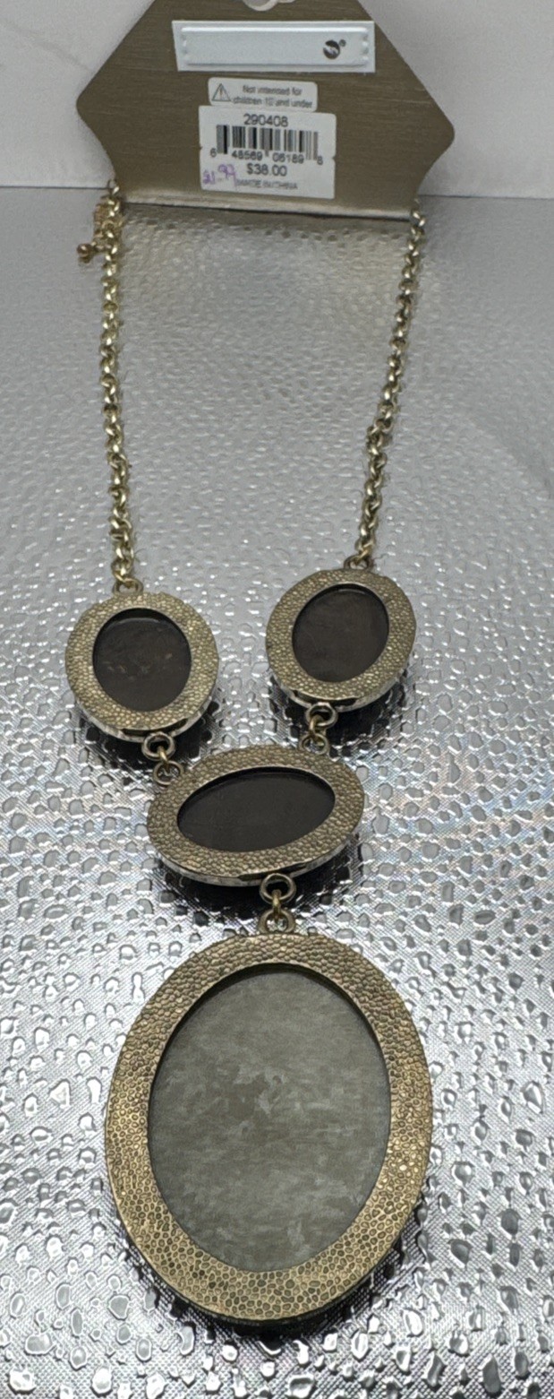 Designer ERICA LYONS Multiple Faceted Stones Cabochon Necklace NWT