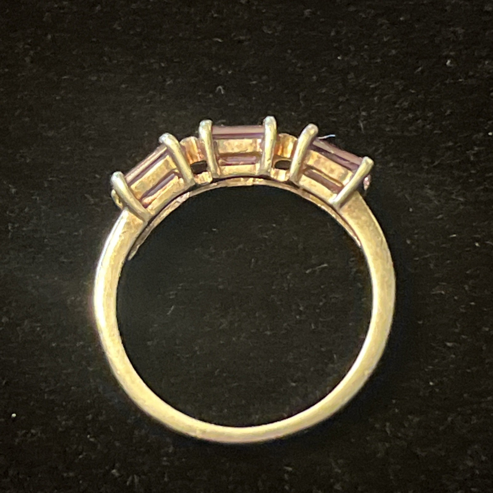 Vintage 925 Sterling Silver 3-Stone Amethyst FEB Birthday Ring Size 6