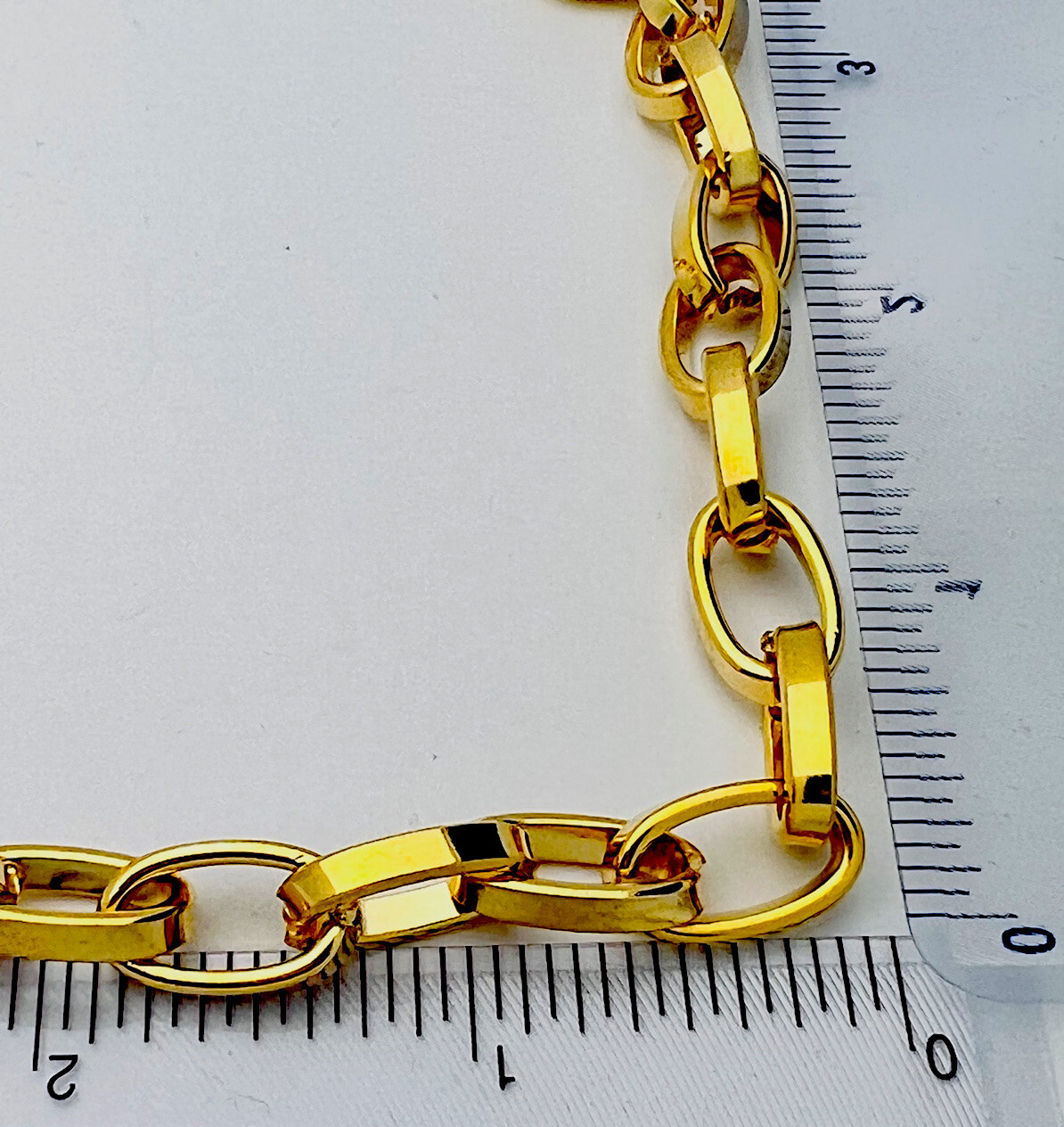Vintage Gold Plated Flat Oval Link Necklace 18”