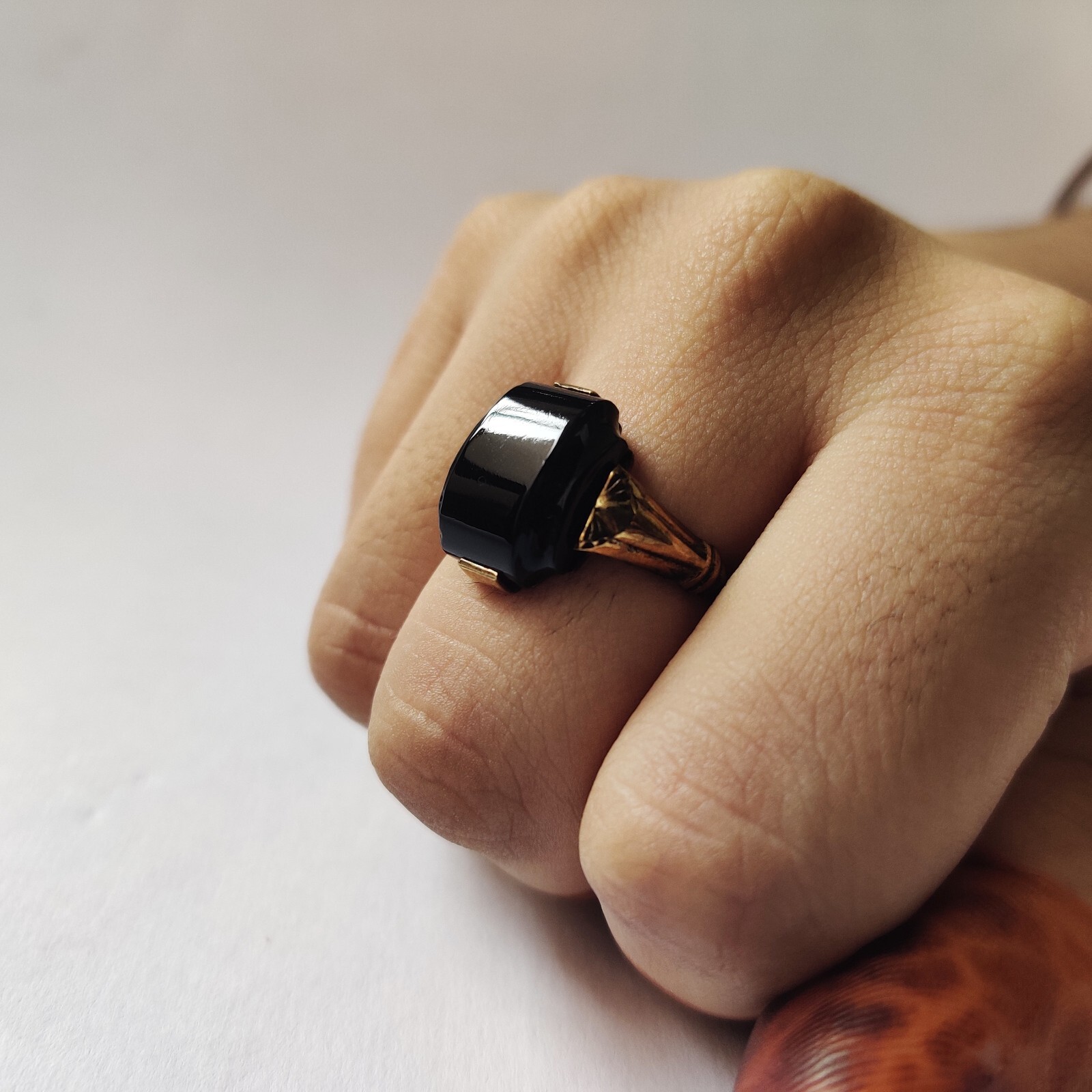 antique 925 silver vintage Victorian art deco handmade black onyx ring best gift