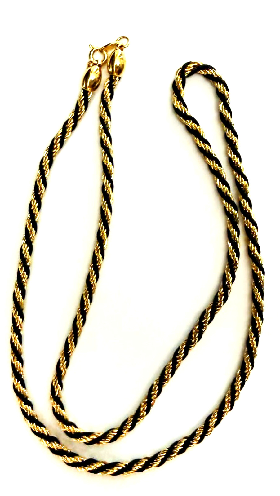 Vintage Trifari Necklace Bracelet Set Twisted Gold Tone Black Nautical Statement