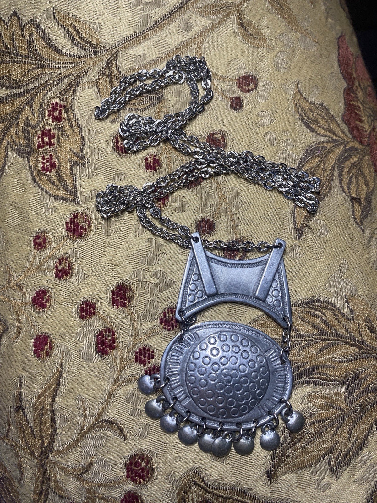 Modernist Signed Norway Eivind Hillestad EH 21 Pewter Medallion Pendant Necklace