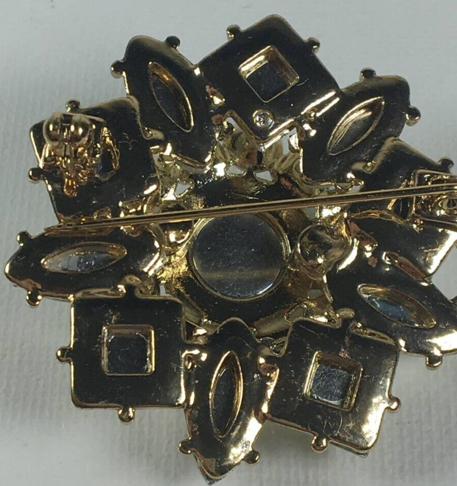 Vintage Metal Stars Shape & Rhinestones Brooch Pin Gold Tone Accessories Jewelry