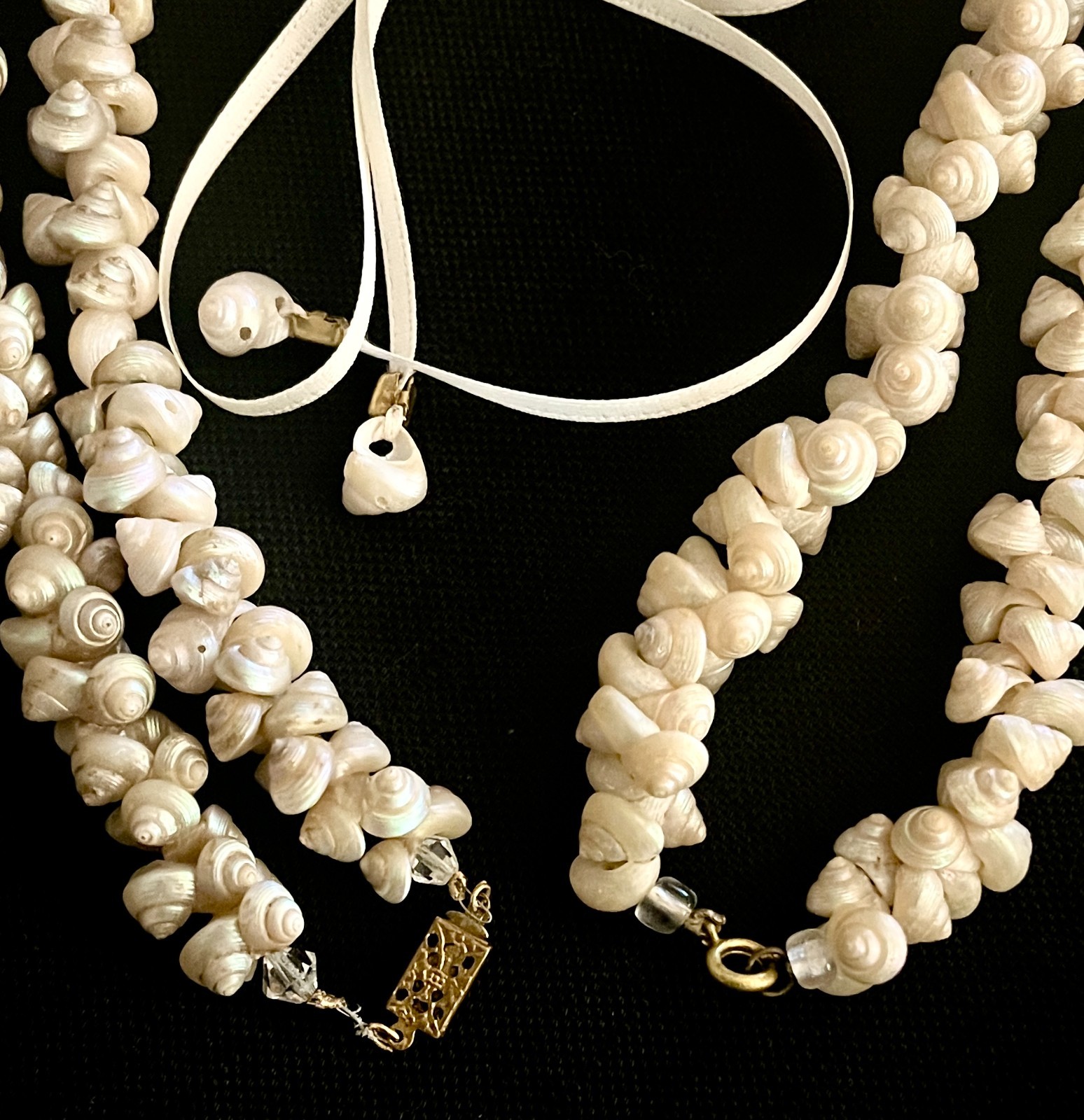 Vintage Iridescent Aboriginal Trochus Shell Necklace, Headpiece or Bracelet