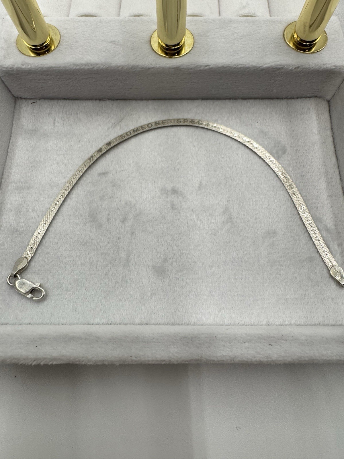 “Someone Special” Vintage Herringbone Italy 925 Sterling Silver Bracelet 7.5in